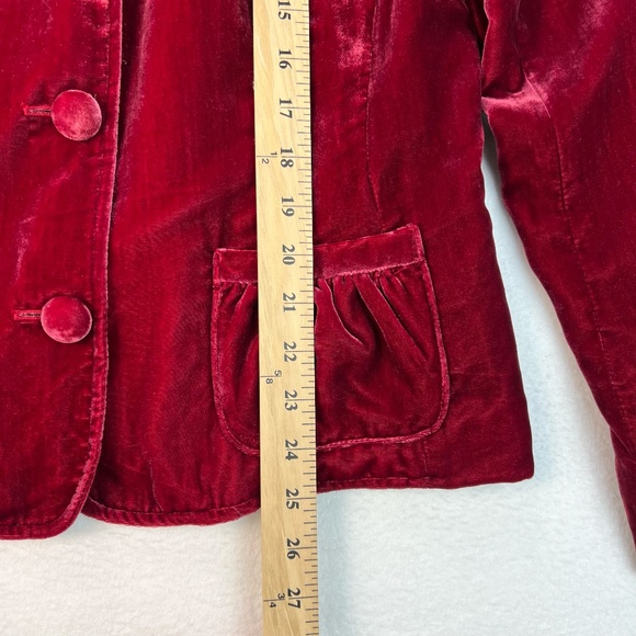 Burgundy Velour Blazer Top Women Holiday Christmas Velvet Y2K Romantic Academia - Picture 10 of 12
